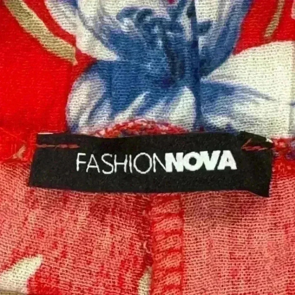 5 for $25| Fashion Nova red large print floral palazzo flowy wide leg pants XS - Picture 4 of 8